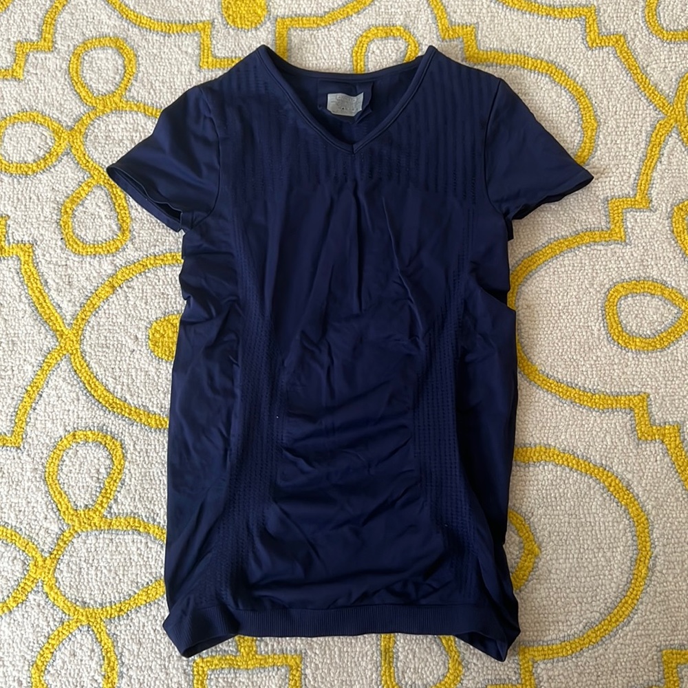 Athleta SS Ruched Athletic Vneck. Sz S